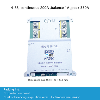 JIKONG protection board for parking battery, with jump-start, active balancing, Bluetooth and heating, compatible with LiFePO4 and ternary lithium batteries