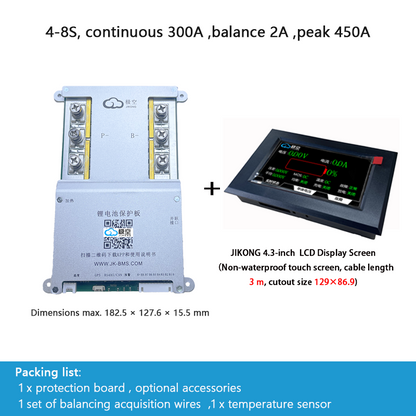 JIKONG protection board for parking battery, with jump-start, active balancing, Bluetooth and heating, compatible with LiFePO4 and ternary lithium batteries