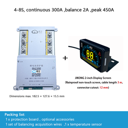 JIKONG protection board for parking battery, with jump-start, active balancing, Bluetooth and heating, compatible with LiFePO4 and ternary lithium batteries