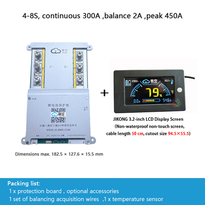 JIKONG protection board for parking battery, with jump-start, active balancing, Bluetooth and heating, compatible with LiFePO4 and ternary lithium batteries