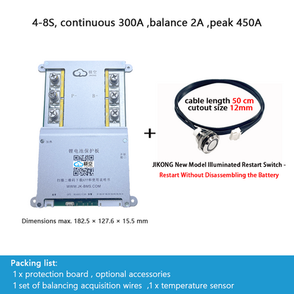 JIKONG protection board, photovoltaic energy storage, active balancing, car jump-start/boost, outdoor power supply, LiFePO4 and ternary lithium