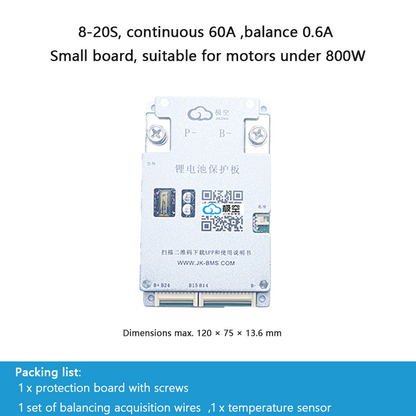 JIKONG BMS with active balancing and Bluetooth, for LiFePO4 / ternary lithium batteries, photovoltaic energy storage power, and parking applications.