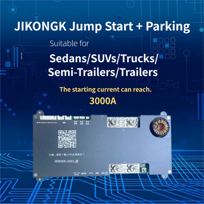 JIKONG protection board for parking battery, with jump-start, active balancing, Bluetooth and heating, compatible with LiFePO4 and ternary lithium batteries